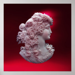 ANTIQUE CAMEO,LADY WITH GRAPES AND GRAPEVINES POSTER