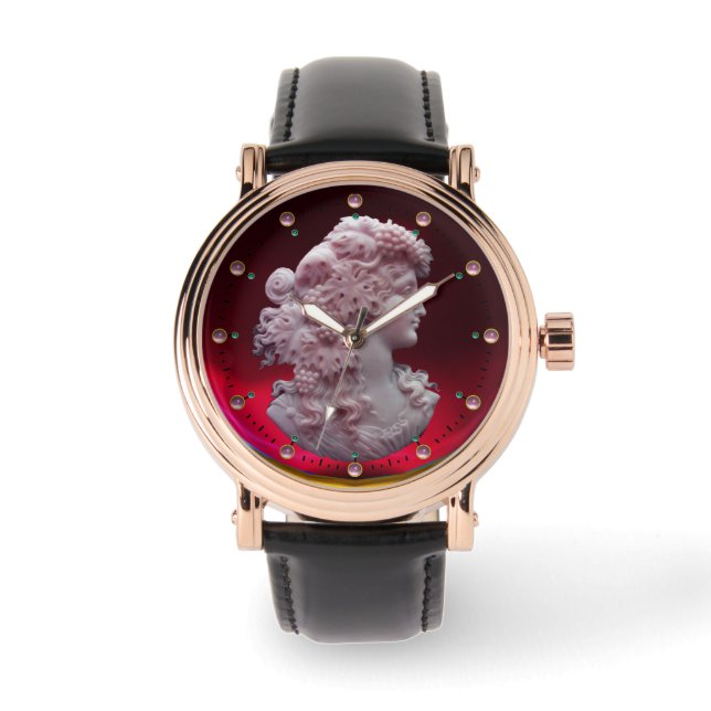 ANTIQUE CAMEO, LADY WITH GRAPES AND GRAPEVINES WATCH (Front)