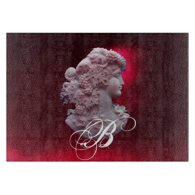 ANTIQUE CAMEO,LADY WITH GRAPES MONOGRAM CUTTING BOARD (Front)