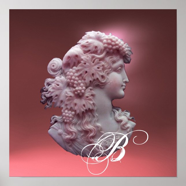 ANTIQUE CAMEO,LADY WITH GRAPES MONOGRAM POSTER (Front)