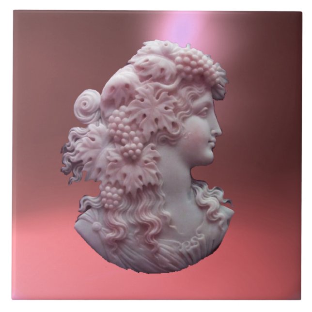 ANTIQUE CAMEO,LADY WITH GRAPES TILE (Front)
