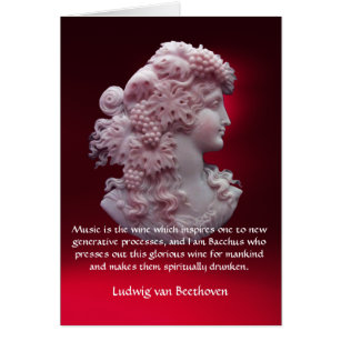 ANTIQUE CAMEO,LADY WITH GRAPES ,WINE MUSIC QUOTE
