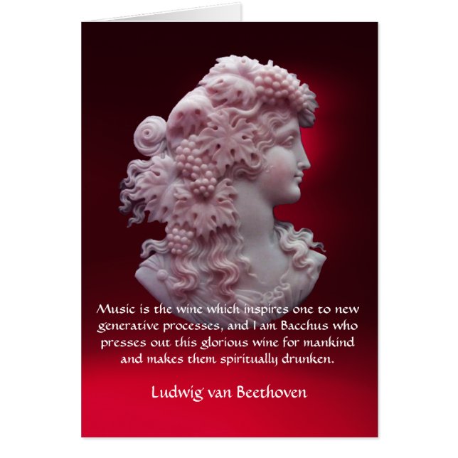 ANTIQUE CAMEO,LADY WITH GRAPES ,WINE MUSIC QUOTE (Front)