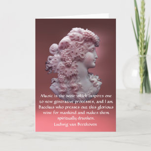 ANTIQUE CAMEO,LADY WITH GRAPES ,WINE MUSIC QUOTE CARD