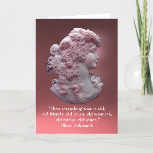 ANTIQUE CAMEO,LADY WITH GRAPES ,WINE QUOTE CARD