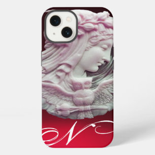ANTIQUE CAMEO,MOON LADY OF NIGHT WITH OWL MONOGRAM iPhone CASE