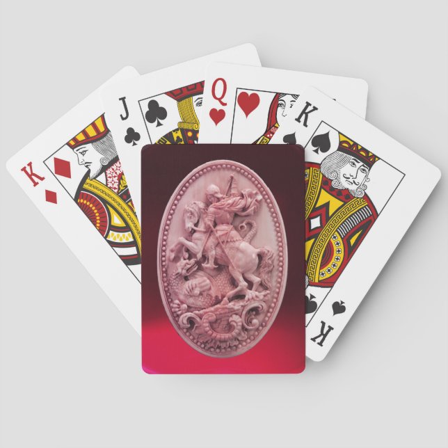 ANTIQUE CAMEO / SAINT GEORGE AND DRAGON MONOGRAM PLAYING CARDS (Back)