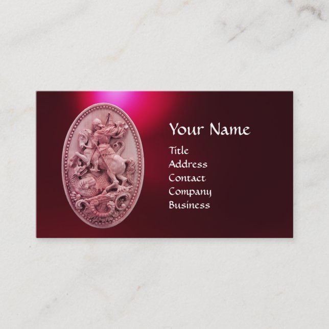 ANTIQUE CAMEO / SAINT GEORGE WITH DRAGON MONOGRAM BUSINESS CARD (Front)