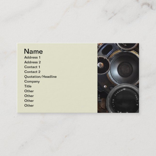 Antique Camera Photography Vintage Lens Film Business Card (Front)