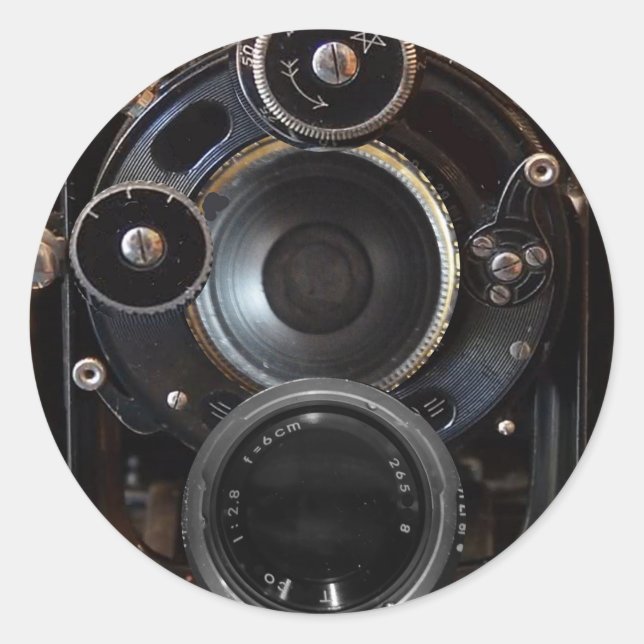 Antique Camera Photography Vintage Lens Film Classic Round Sticker (Front)