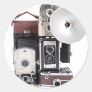 Antique cameras classic round sticker