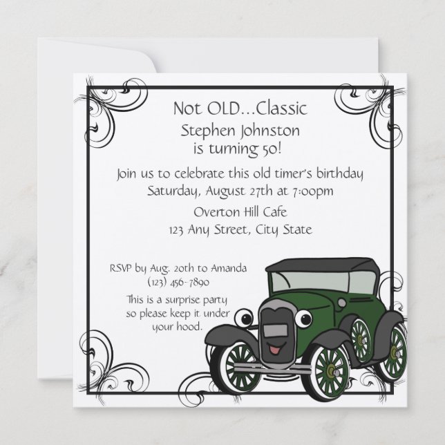 Antique Car Birthday Invitation (Front)