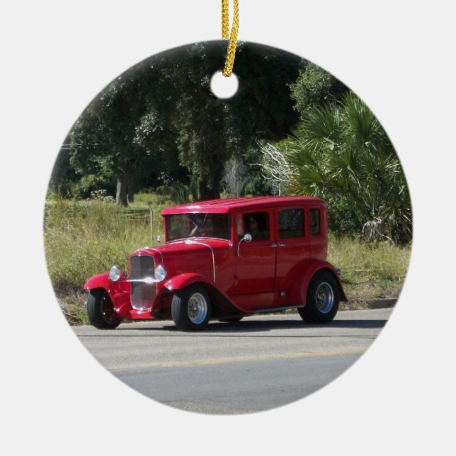 Antique car ceramic tree decoration (Front)