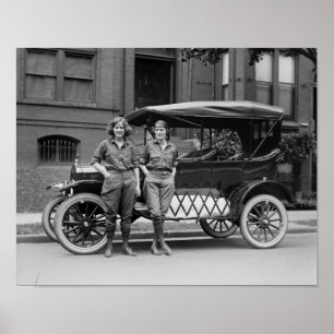 Antique Car Girls, 1920s Poster