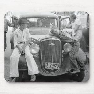 Antique Car, Great Depression Family, 1930s Mouse Pad