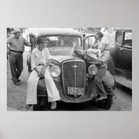 Antique Car, Great Depression Family, 1930s