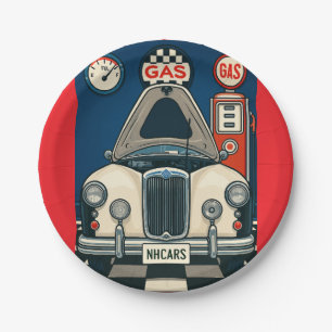 Antique Car Illustration  Paper Plate
