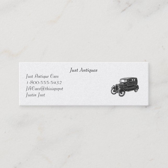 Antique Car Profile - Business Card (Front)