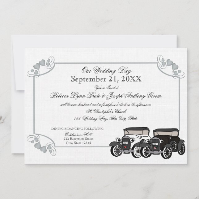 Antique Car Wedding Invitation (Front)