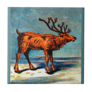antique caribou print ceramic tile