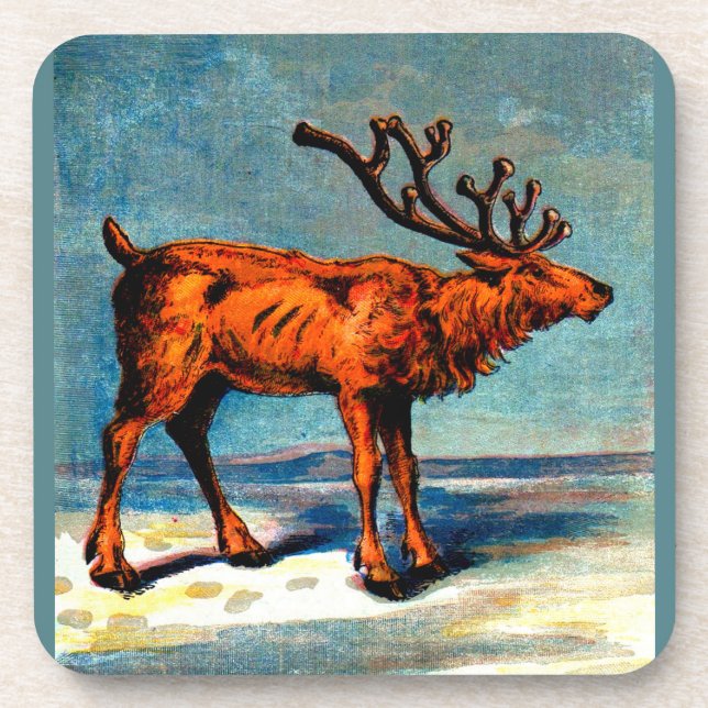 antique caribou print coaster (Front)