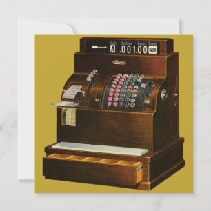 Antique Cash Register, Vintage Retail Business Invitation