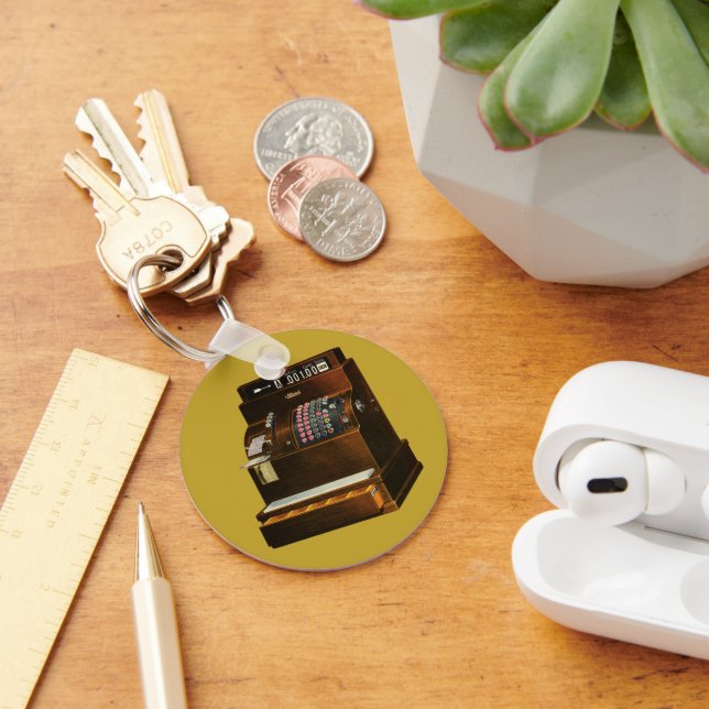 Antique Cash Register, Vintage Retail Business Key Ring (Desk)