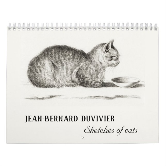 Antique Cat Sketches by Jean Bernard Duvivier Calendar (Cover)