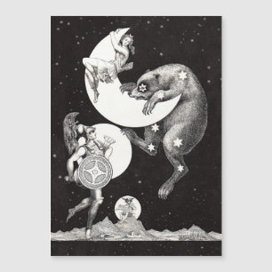 Antique Celestial Moon Goddess & Ursa Major Bear