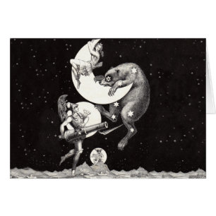 Antique Celestial Moon Goddess & Ursa Major Bear