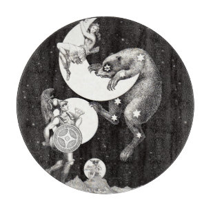 Antique Celestial Moon Goddess & Ursa Major Bear Cutting Board