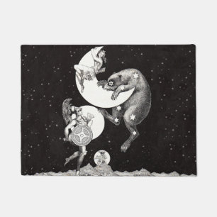 Antique Celestial Moon Goddess & Ursa Major Bear Doormat