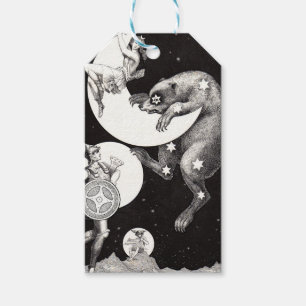 Antique Celestial Moon Goddess & Ursa Major Bear Gift Tags