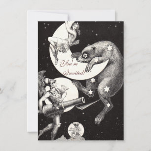 Antique Celestial Moon Goddess & Ursa Major Bear Invitation