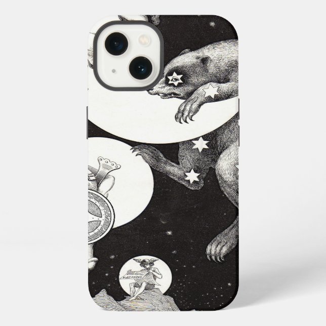 Antique Celestial Moon Goddess & Ursa Major Bear iPhone Case (Back)
