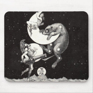 Antique Celestial Moon Goddess & Ursa Major Bear Mouse Pad