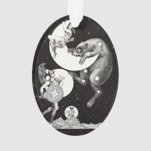 Antique Celestial Moon Goddess & Ursa Major Bear Ornament