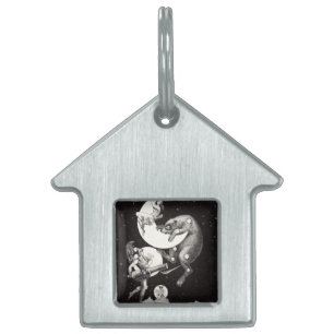 Antique Celestial Moon Goddess & Ursa Major Bear Pet Tag