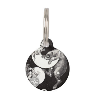 Antique Celestial Moon Goddess & Ursa Major Bear Pet Tag