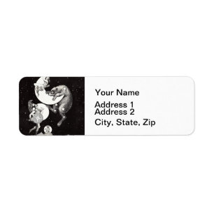 Antique Celestial Moon Goddess & Ursa Major Bear Return Address Label