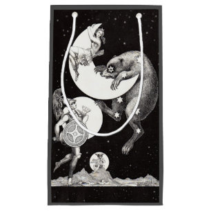 Antique Celestial Moon Goddess & Ursa Major Bear Small Gift Bag