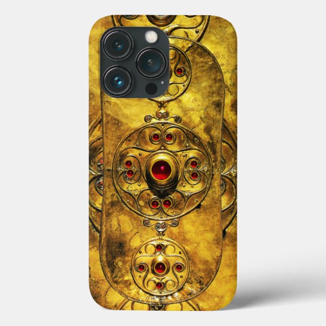 ANTIQUE CELTIC WARRIOR SHIELD WITH RUBY GEM STONES Case-Mate iPhone CASE (Back)