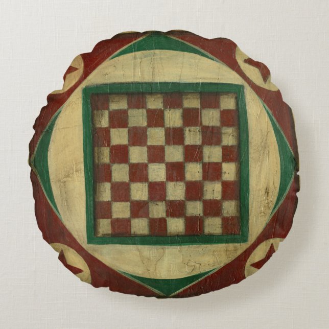 Antique Chequerboard by Ethan Harper Round Cushion (Front)