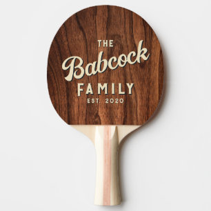 Antique Cherry Wood Retro Family Name & Year Ping Pong Paddle