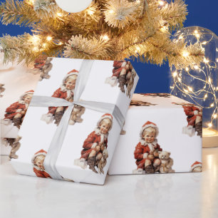 Antique Child Christmas Wrapping Paper