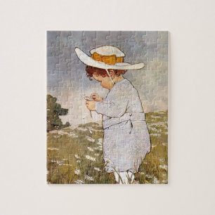 Antique Child Picking Daisies Bessie Pease Gutmann Jigsaw Puzzle