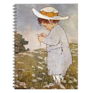 Antique Child Picking Daisies Bessie Pease Gutmann Notebook