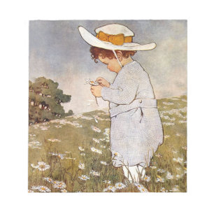 Antique Child Picking Daisies Bessie Pease Gutmann Notepad