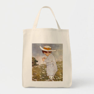 Antique Child Picking Daisies Bessie Pease Gutmann Tote Bag
