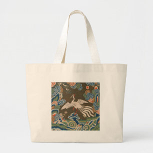 Antique chinese bird artwork tapestry phoenix large tote bag